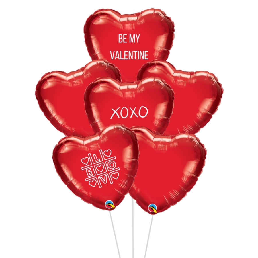 Be My Valentines Foil Balloon Bouquet - Red