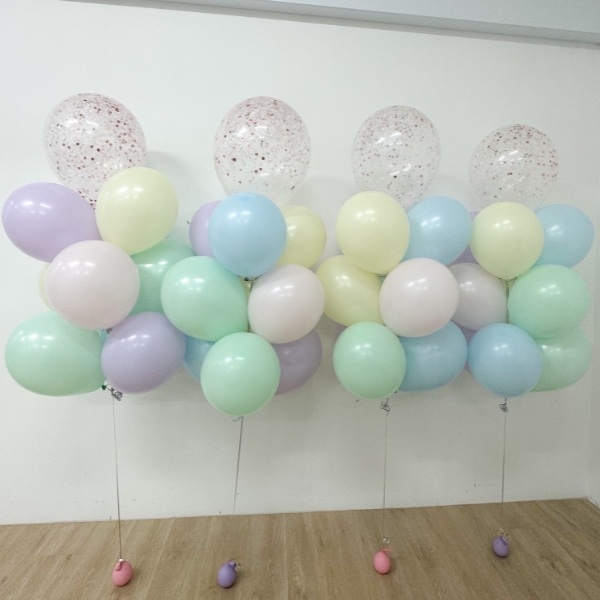 Pastel Rainbow 16" Confetti Latex Balloon Cluster