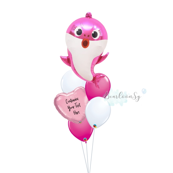 [Babyshark] Pink Baby Shark Balloon Bouquet