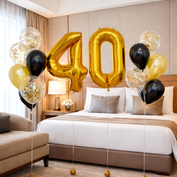 Number & Confetti Balloon Bouquet Package