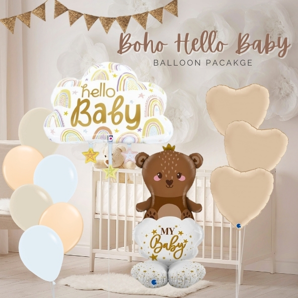 [Newborn] Boho Hello Baby Balloon Package