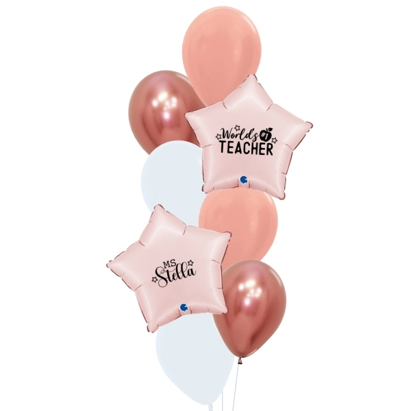 [Teacher's Day] Chrome Star Struck Balloon Bouquet - Rose Gold