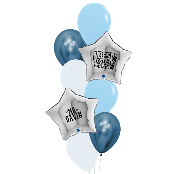 [Teacher's Day] Chrome Star Struck Balloon Bouquet - Blue