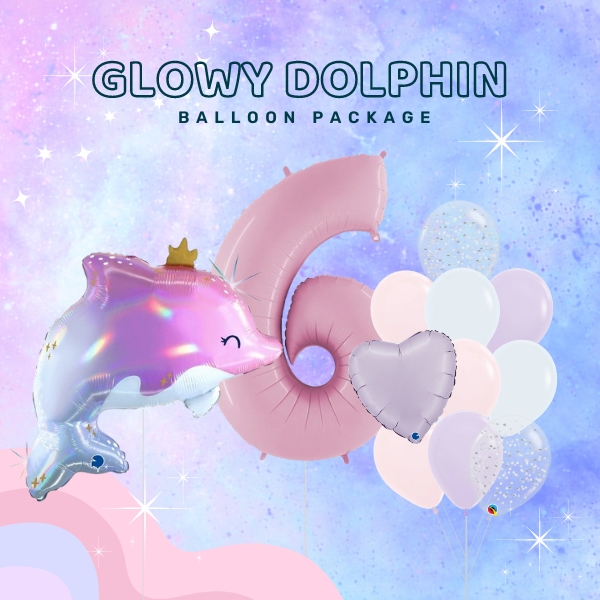 [Birthday] Glowy Dolphin Balloon Package