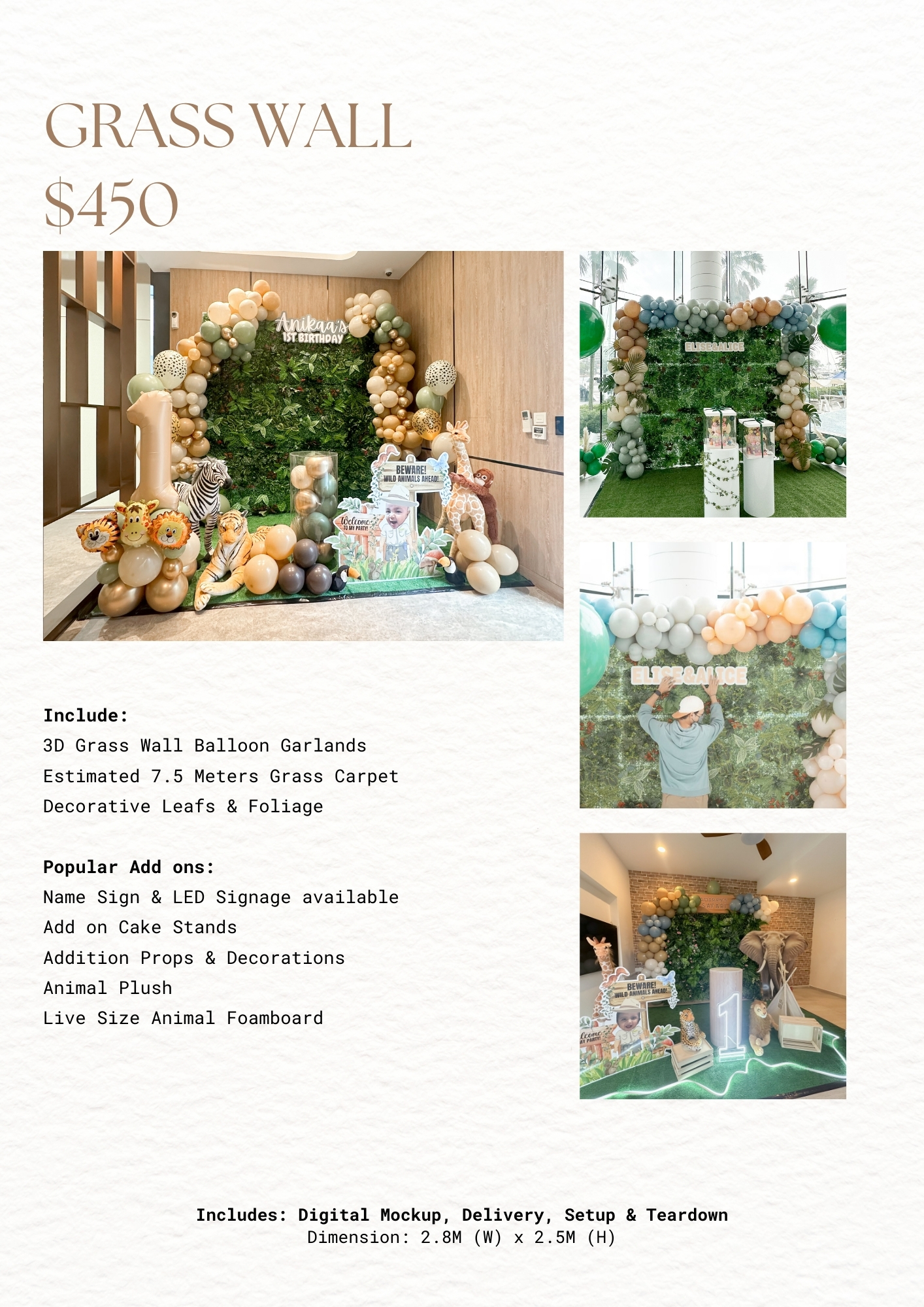 Grass Wall Balloon Backdrop Package