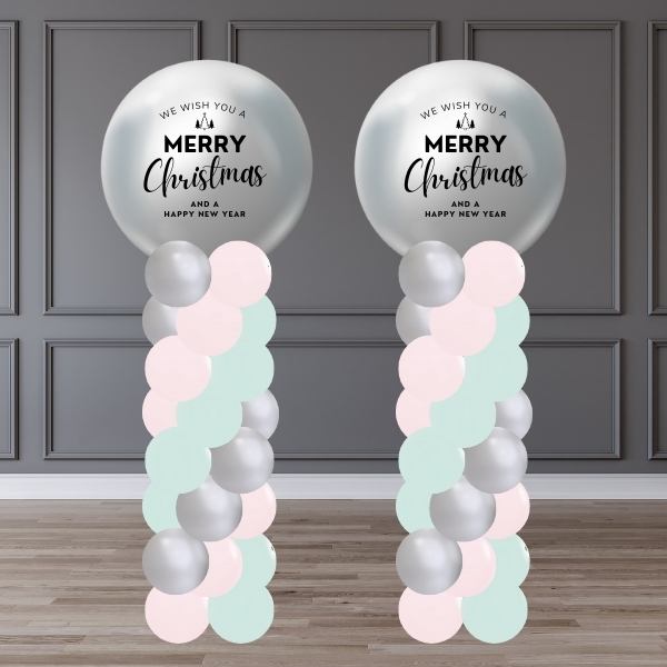 [Christmas] Chrome Silver Latex Balloon Column