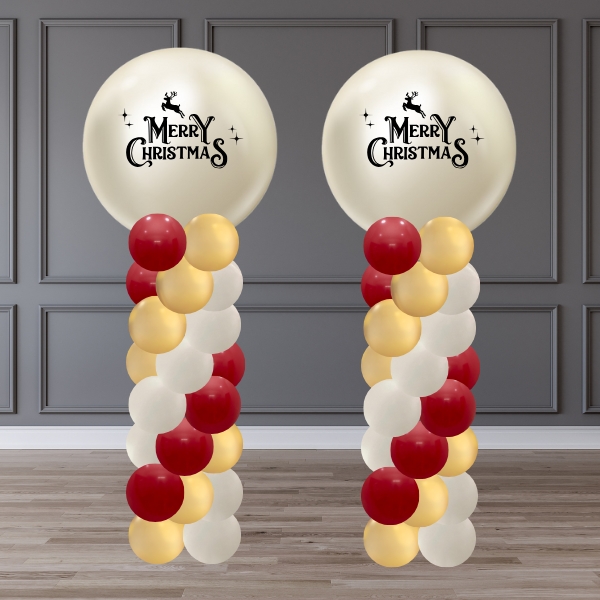 [Christmas] Chrome White Gold Latex Balloon Column