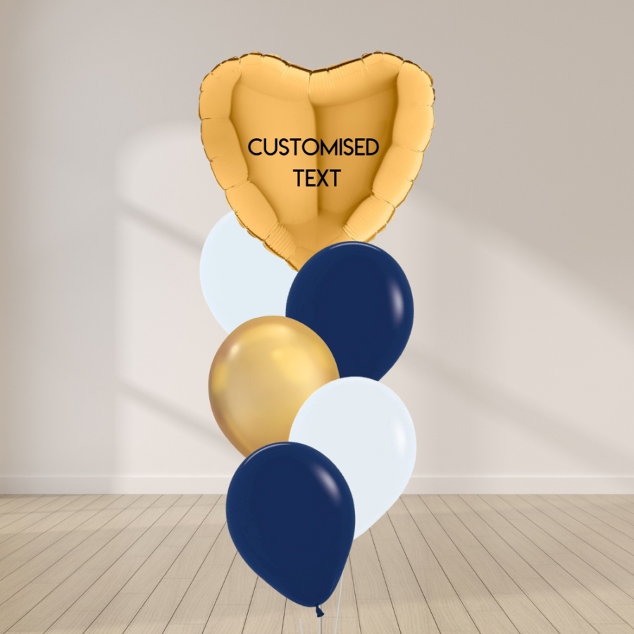 I Heart You Balloon Bouquet - Midnight Blue & Gold