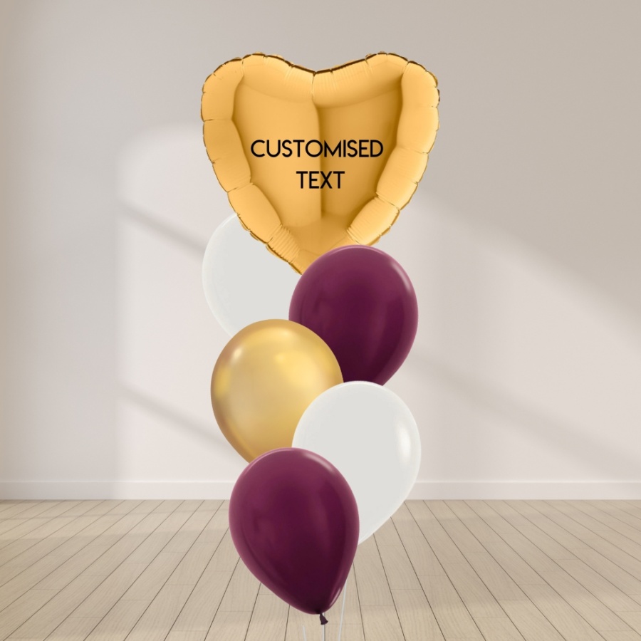 I Heart You Balloon Bouquet - Burgundy & Gold