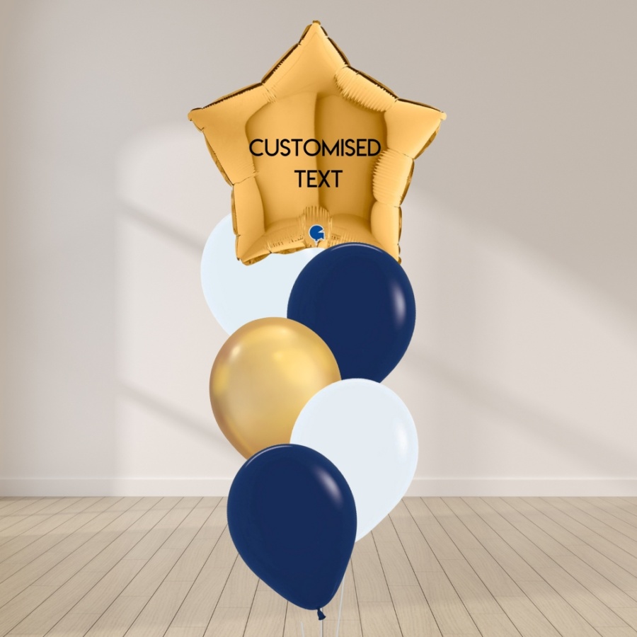 You're The Star Balloon Bouquet - Midnight Blue & Gold