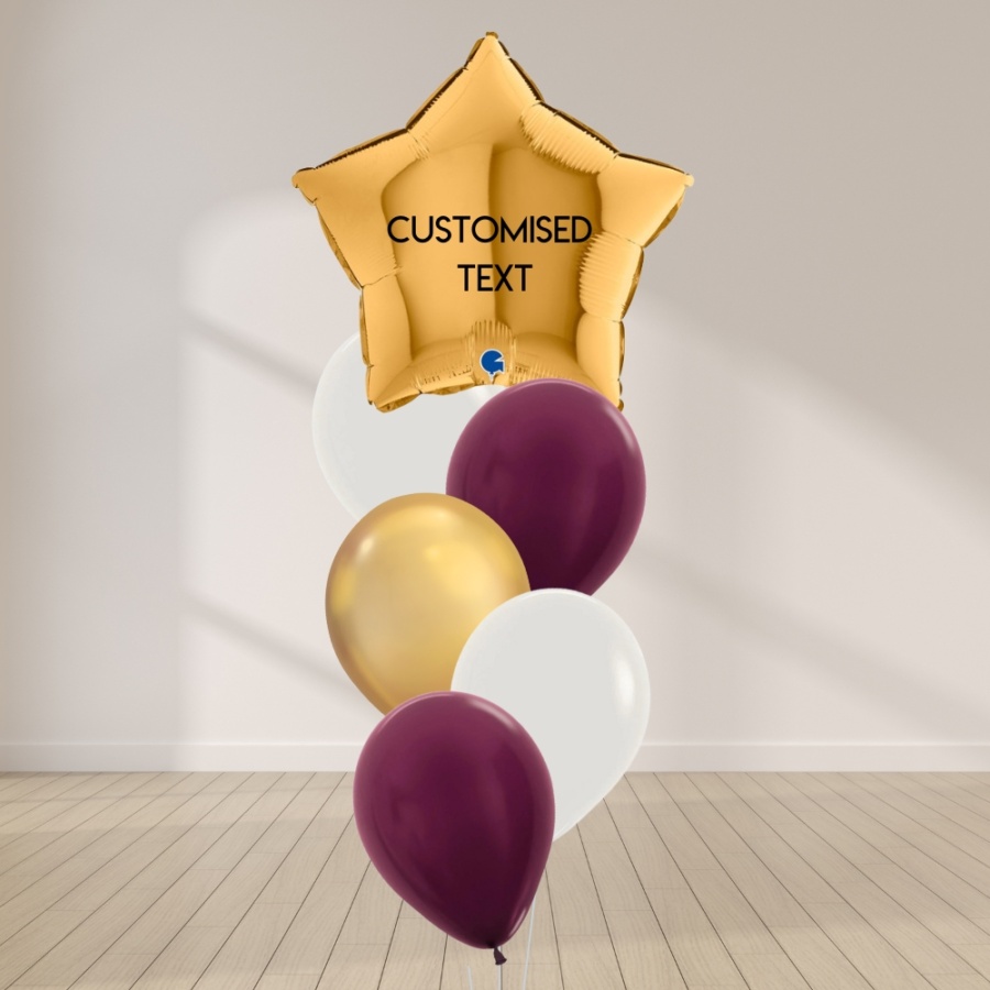 You're The Star Balloon Bouquet - Burgundy & Gold