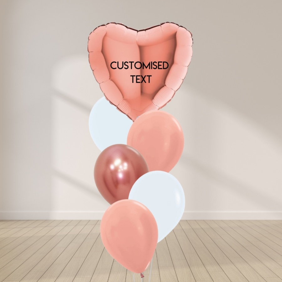 I Heart You Balloon Bouquet - Rose Gold