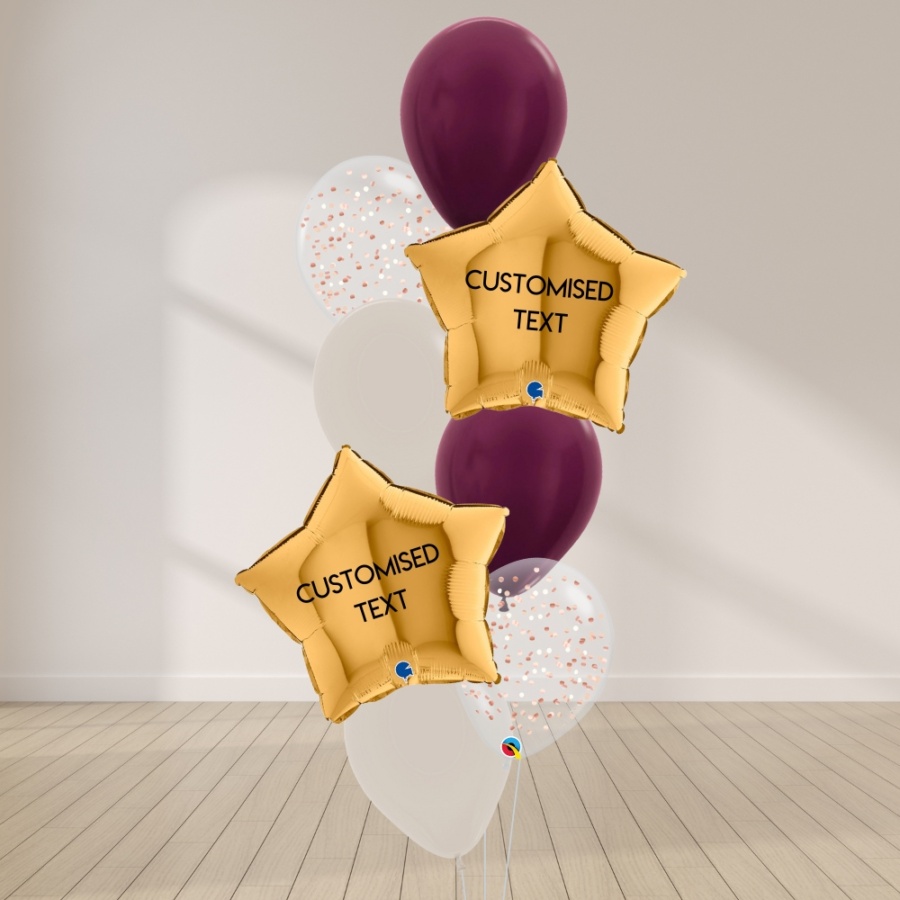 Star Struck Balloon Bouquet - Burgundy & Gold