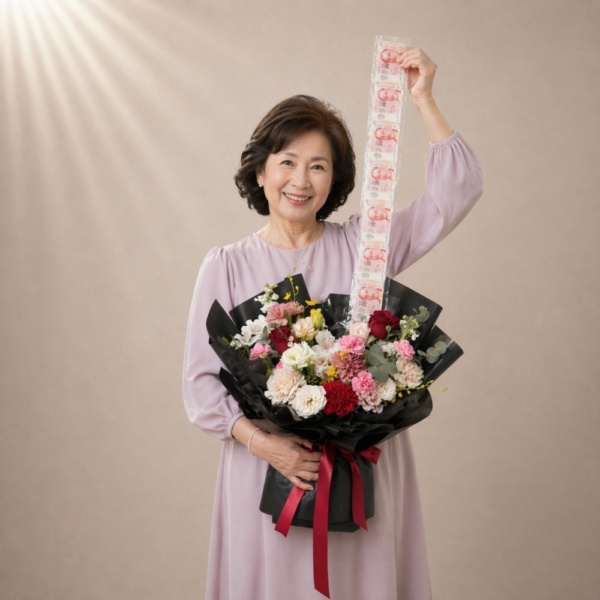 Money Pulling Flower Bouquet - Ruby