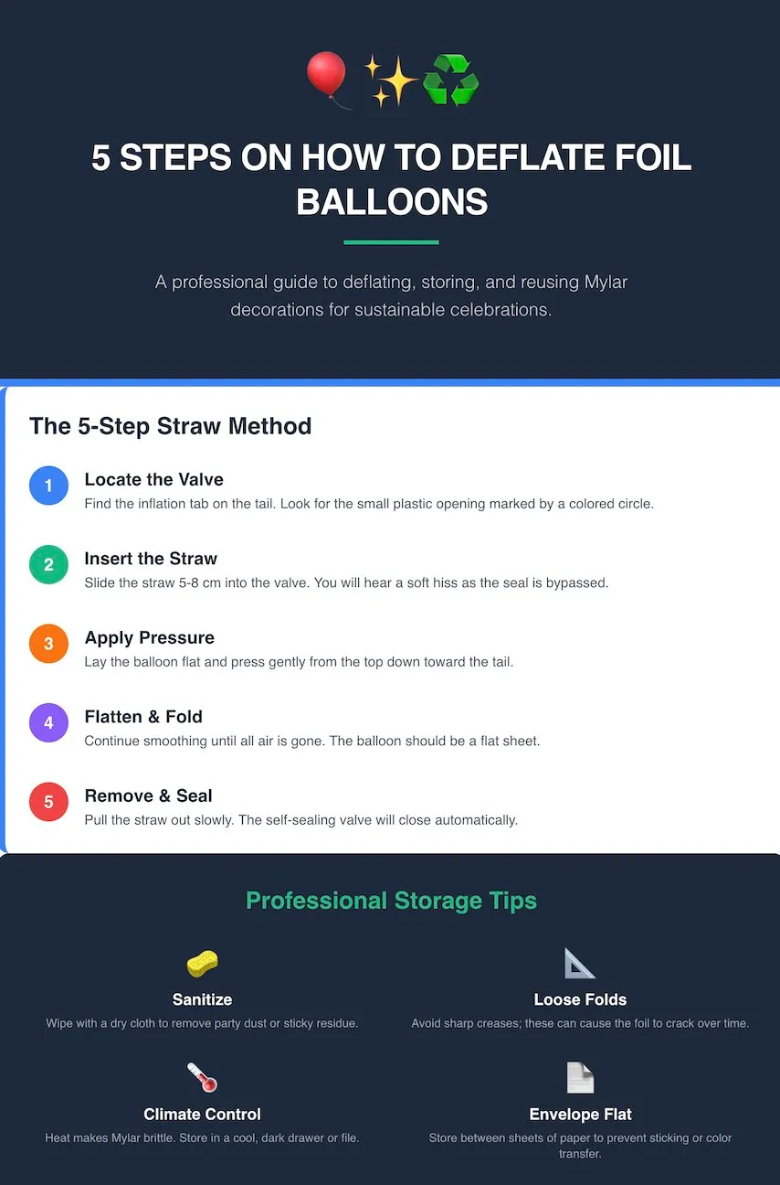 5 Steps On How To Deflate Foil Balloons infographics