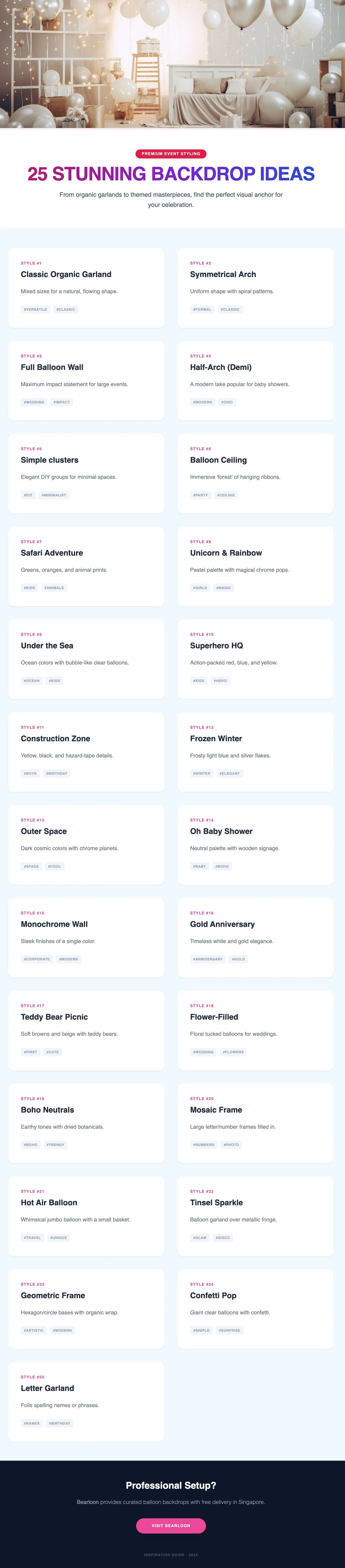 balloon backdrop ideas infographics