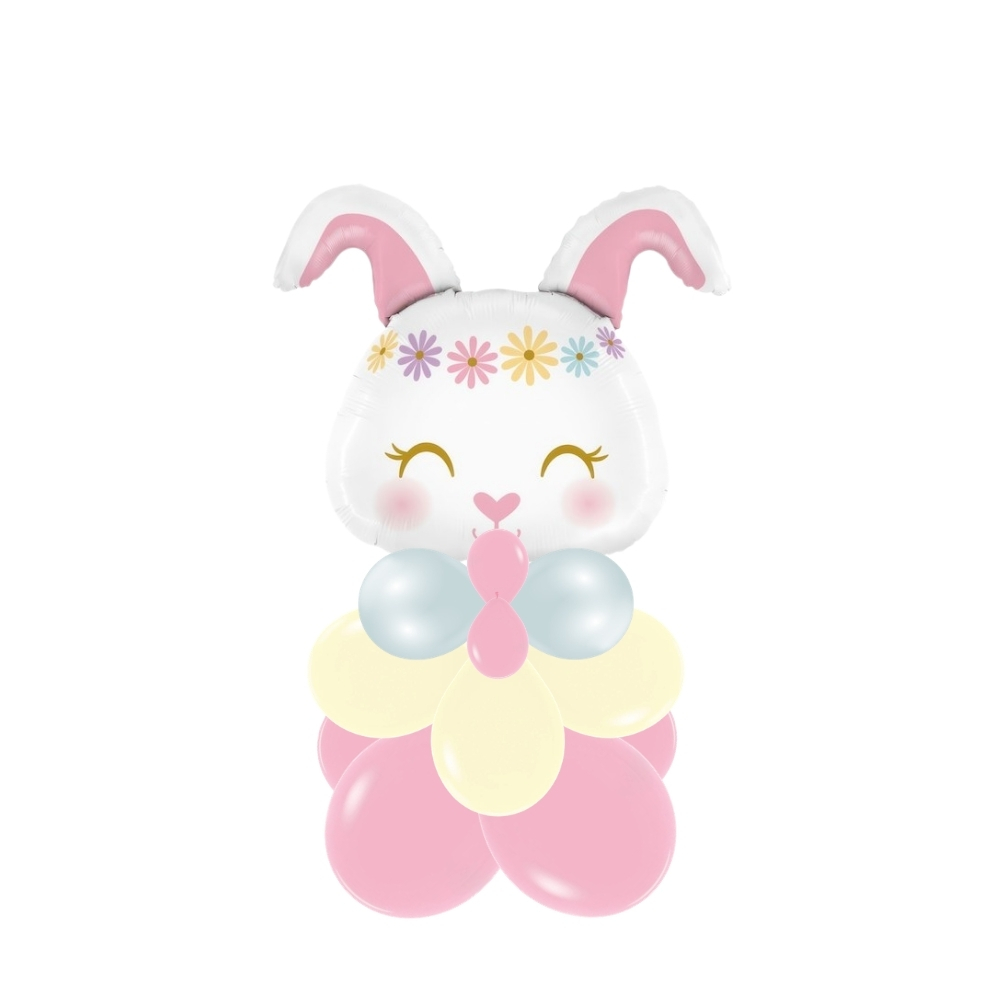 Easter Flower Crown Bunny Balloon Stack