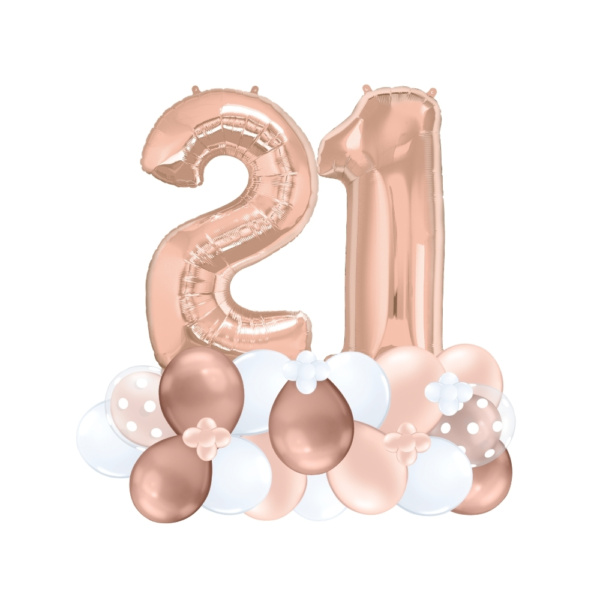 Rose Gold Number Balloon Centerpiece