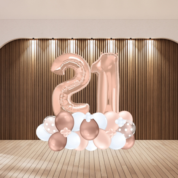 Rose Gold Number Balloon Centerpiece