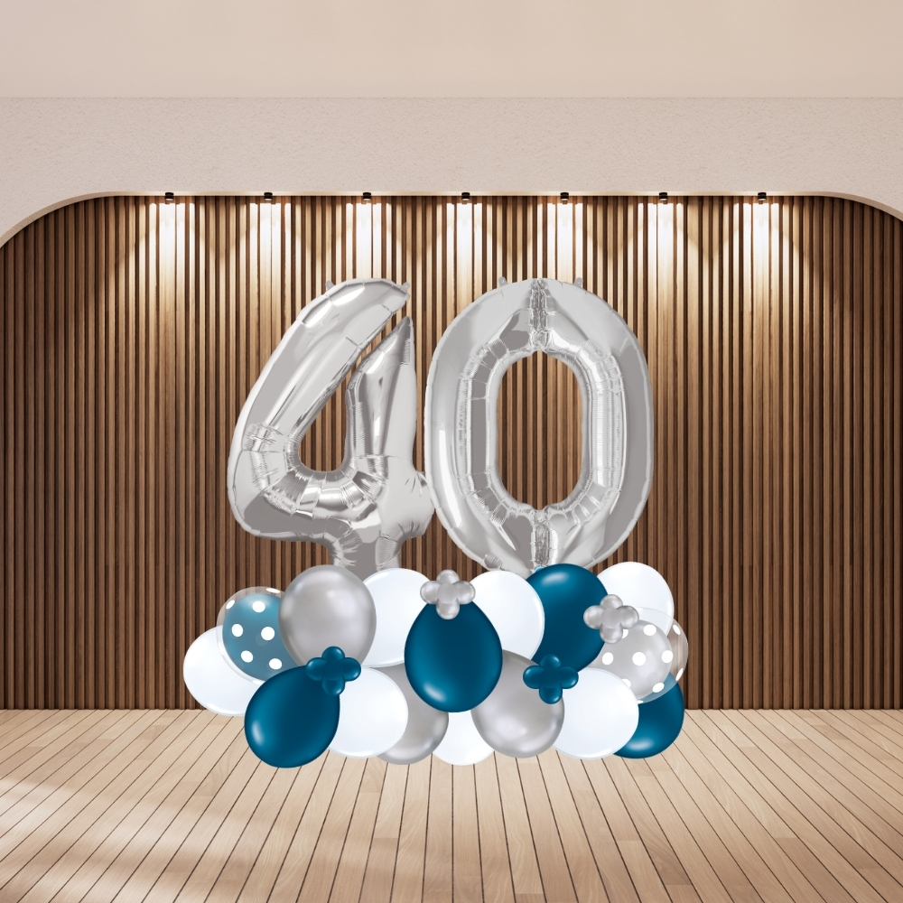 Silver Number Balloon Centerpiece