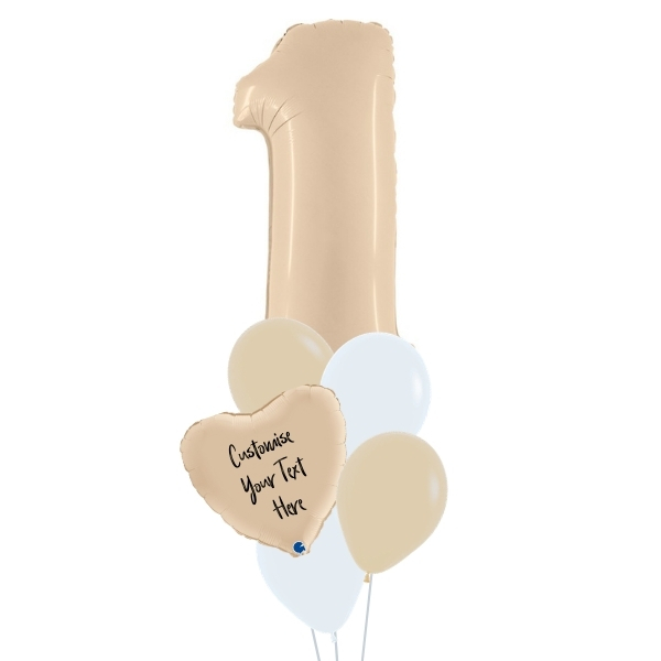 Pastel Cream Number Balloon Personalised Balloon Bouquet [0-9]