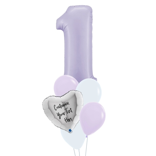 Pastel Purple Number Balloon Personalised Balloon Bouquet [0-9]