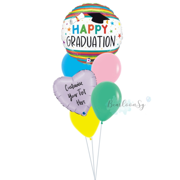 Graduation Fun Stripes Balloon Bouquet