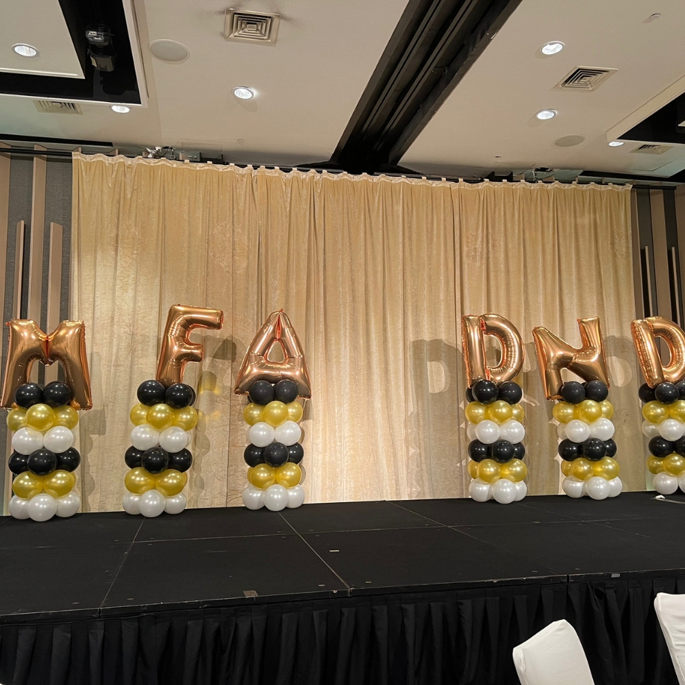 Alphabet balloon column for Dinner and dance