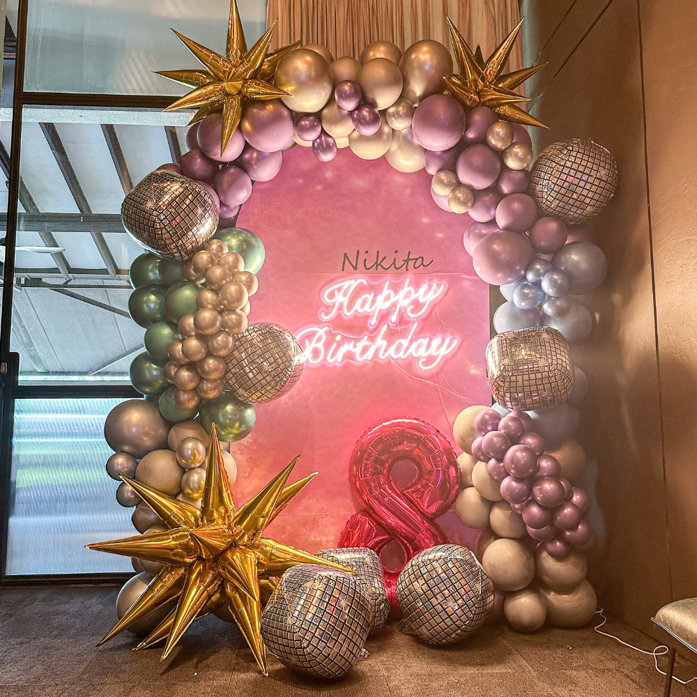 Disco theme balloon party backdrop