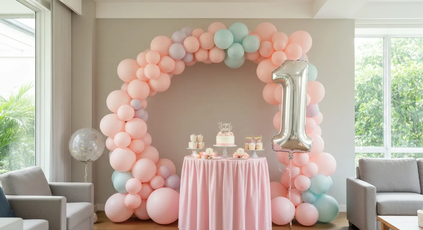 First Birthday Balloon Decoration Ideas for Home