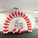 NDP Standard arch in red and white