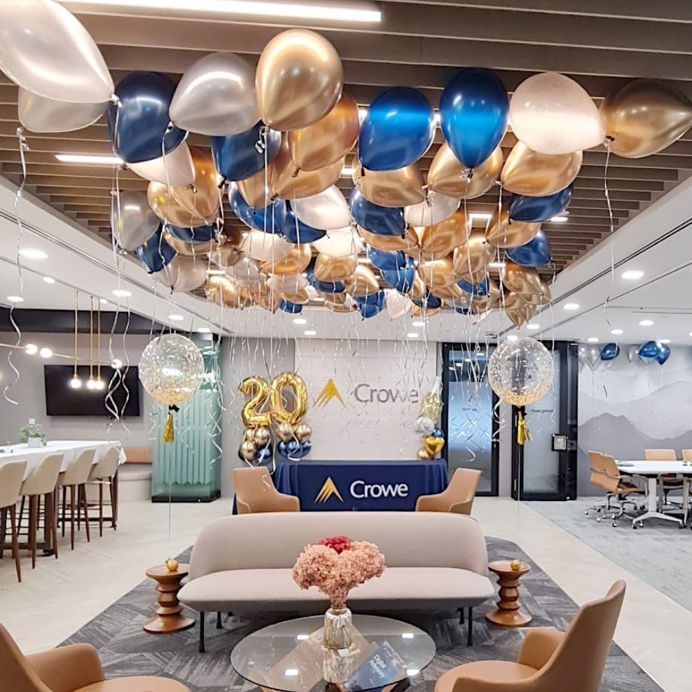 Helium balloon decoration at an event in Singapore