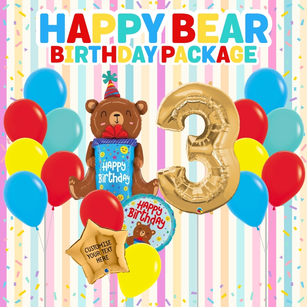 Happy Bear Birthday Balloon Package