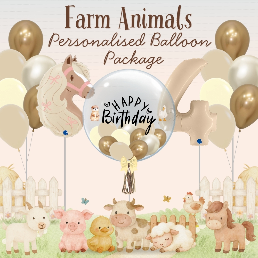 Farm Animals Personalised Balloon Package
