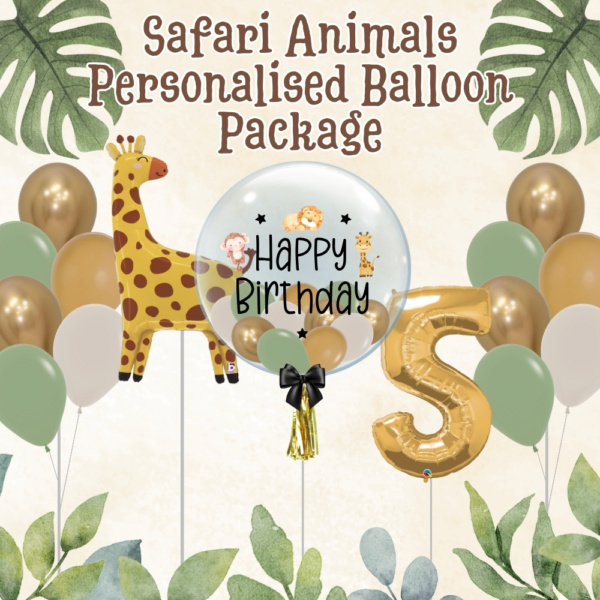 Safari Animals Personalised Balloon Package