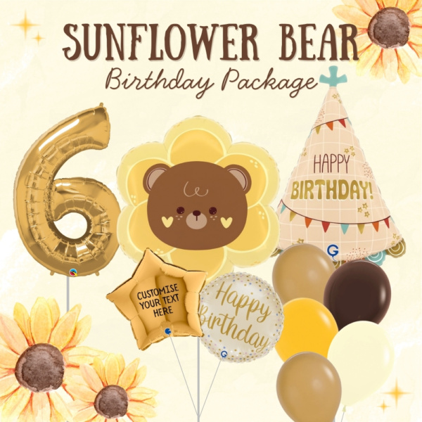 Sunflower Bear Birthday Balloon Package