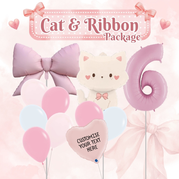 Cat & Ribbon Balloon Package