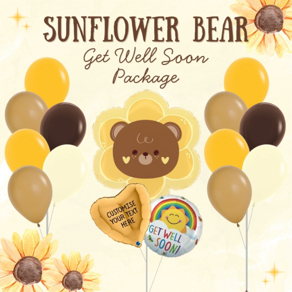 Sunflower Bear Get Well Soon Balloon Package