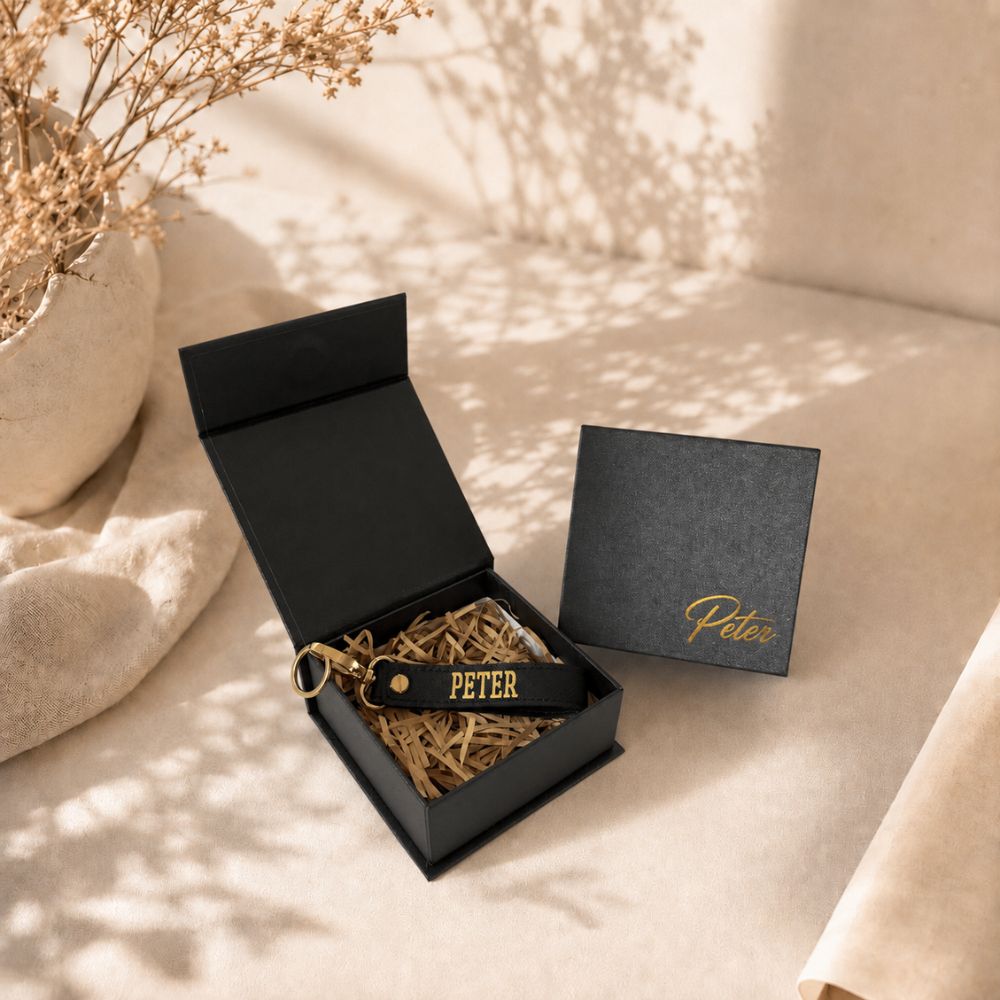 Personalised Luxe Key Fob - Black