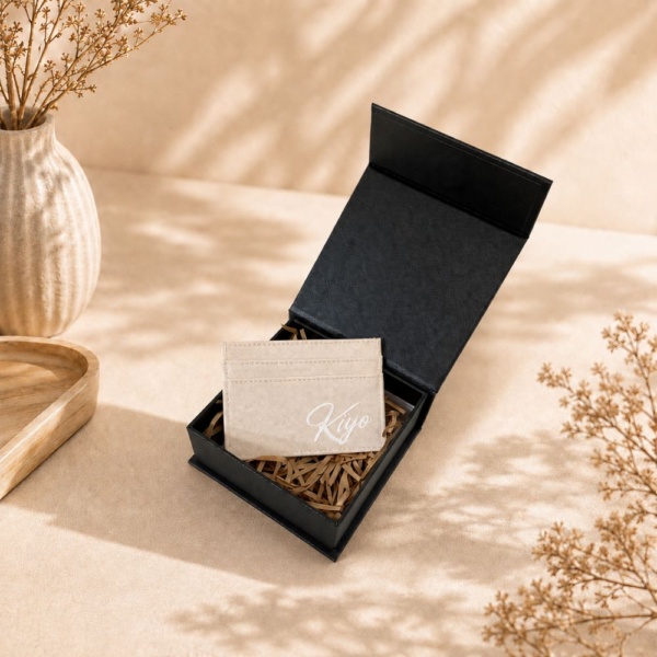 Personalised PU Leather Card Holder - Cream