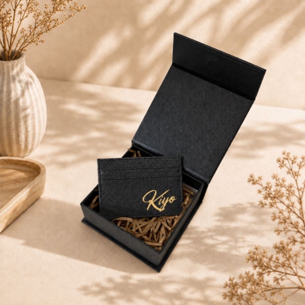 Personalised PU Leather Card Holder - Black