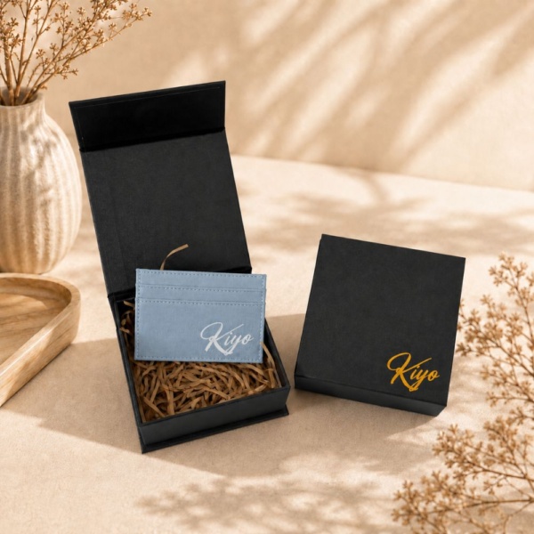 Personalised PU Leather Card Holder - Sky Blue