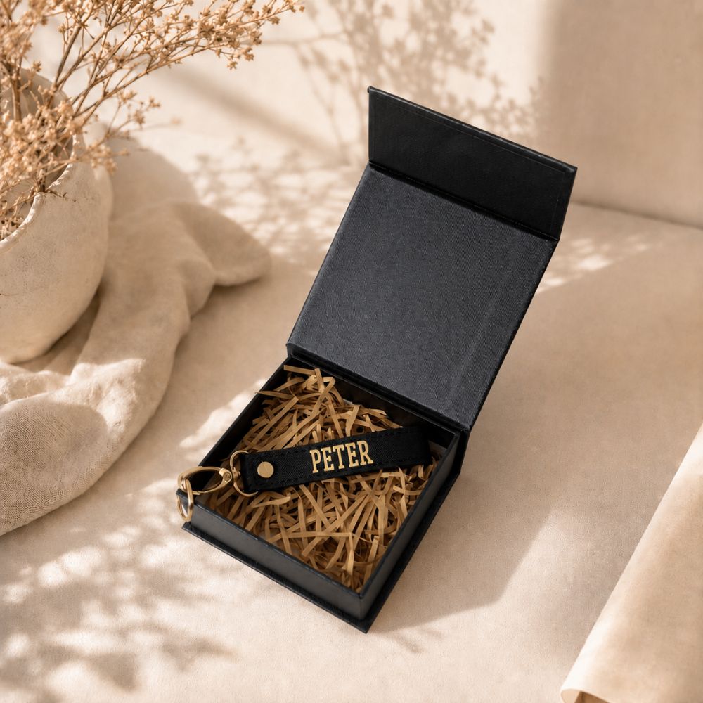Personalised Luxe Key Fob - Black
