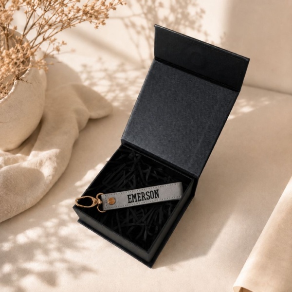 Personalised Luxe Key Fob - Grey
