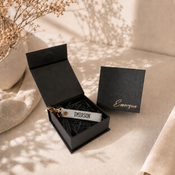 Personalised Luxe Key Fob - Grey